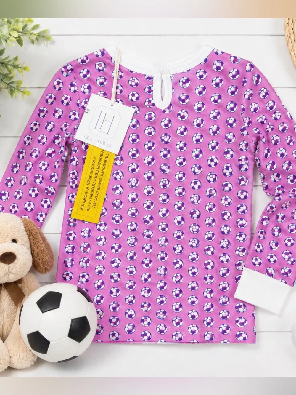 Lila + Hayes Ava Soccer Pajama Set Pink Girls 3T NWT Pima Cotton